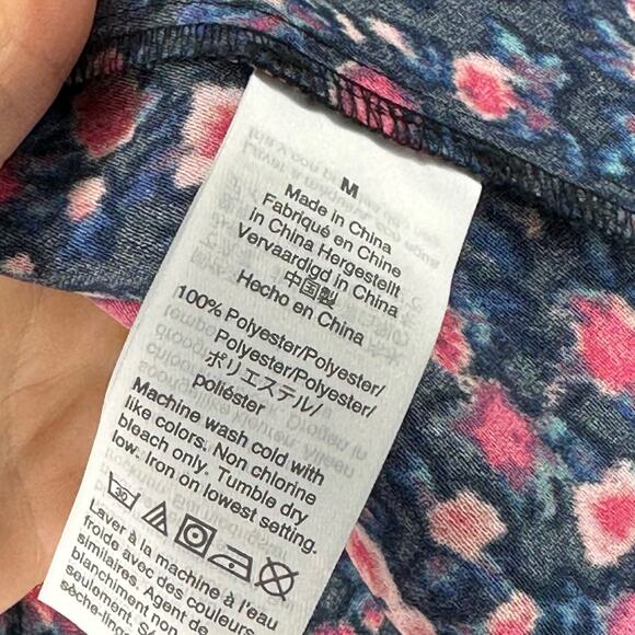 J CREW Blue Pink Floral Pattern Open Neck Popover Blouse Women's Size Medium - Picture 6 of 7
